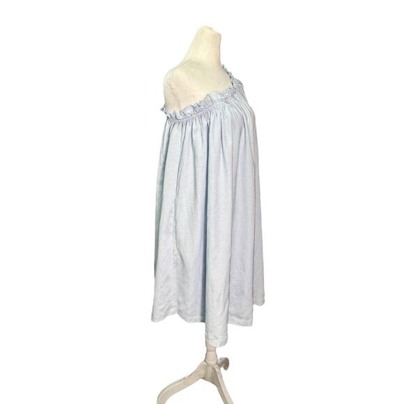 MABLE One Shoulder Puff Sleeve Pastel Blue Romantic Core Linen Blend Dress Sz S - Picture 2 of 12